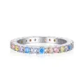 Anello eternity in argento 925 con zirconi cubici colorati effetto arcobaleno vivace - Taglia US 5 / Argento