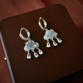 Silver cloud drop earrings with blue crystals and sparkling raindrop zirconias - Blue Cloud Water Drop Style (S925 Pin)