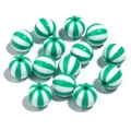 Green and white striped acrylic round beads with central hole for DIY jewelry making - Green