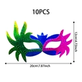 Lot de 10 masques de fête laser holographiques avec texture étoilée en vert bleu rose - Style de Jeu de Bandeau Halloween 3 / Lot de 10