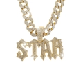 Collana cubana hip hop dorata con pendente a lettera STAR e cristalli scintillanti - Pendente Singolo Oro (Senza Catena)