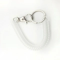 Transparent plastic spring spiral keychain with metal lobster clasp and ring - Clear