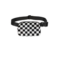 Adjustable nylon belt bag featuring a classic black and white checkerboard pattern - Black White Grid