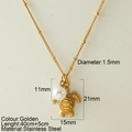 Golden stainless steel turtle pearl necklace with adjustable chain on white background - Imitation Pearl + Turtle(25204)
