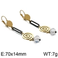 Pendientes de espiral dorados con eslabones negros y cuentas facetadas claras - Oro-Negro