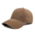 Vintage brown washed denim baseball cap with a soft top and classic curved brim - Coffee