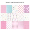 Geometric pattern scrapbooking paper set with 30 sheets in pastel pink and blue tones - Geometric (30 Sheets/Set)