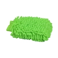 Green microfibre chenille car wash mitt with thick long plush pile and elastic cuff - 80g / Double Sided Chenille Fluorescent Green