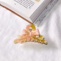 Pink and yellow marble acetate bow hair claw clip with a retro French aesthetic - Pink & Yellow Floral