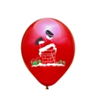 Ballon de Noël rouge brillant avec silhouette du Père Noël et motifs de cadeaux festifs - Ballon Rouge Père Noël Cheminée