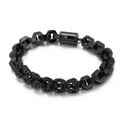 Men's matte black titanium steel motorcycle bracelet featuring geometric skull links - Black (KB152155-KFC)