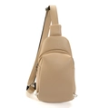 Marsupio minimalista in pelle testurizzata beige con tracolla regolabile per donna - Albicocca