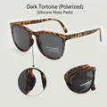 Foldable tortoiseshell oval sunglasses with grey polarized lenses and silicone nose pads - Polarized Silicone Nose Pads / Ink Tortoise