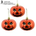 Set di 3 zucche di Halloween arancioni lucide con faccia da Jack-o'-lantern per decorazione - Set di 3/8CM / Zucca Perlata
