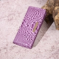 Chic purple crocodile embossed long wallet with elegant gold metal accent on the front - Light Purple