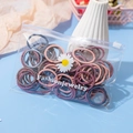 Elastic hair ties in navy, grey blue, and pink purple colors in a daisy zipper bag - 3cm Korean Style Colors