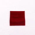 Red velvet square jewelry pouch with flip-top closure and microfiber lining texture - Burgundy