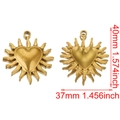 Retro stainless steel heart pendant with sun pattern engraving, matte gold finish 40mm - Gold Large Heart Ray Style F