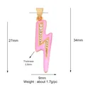 Pink lightning bolt pendant with gold plating and white zircon inlay for necklaces - CZ Row Lightning-Pink