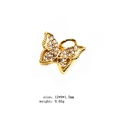 Golden butterfly charm with clear zircon inlays for DIY jewelry making 12x9mm - Style 12