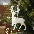 Ornamento a forma di renna bianca glitterata con nastro di raso per albero di Natale - Stile C (Renna che Guarda in Alto)