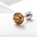Sparkling champagne zircon screw-back stud earring in polished titanium steel finish - Light Citrine 6.2MM(A013-23#)
