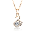 Elegante collar con colgante de cisne en oro rosa con plata S925 y piedras de moissanita - Estilo de Circonita / Circonita Oro Rosa