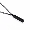 Minimalist black stainless steel bar pendant necklace with matte finish on white background - Black