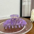 Elegant purple and white marble acetate hair claw clip with metallic spring on glass base - Marble Pattern / 10cm / Lavender