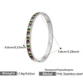 Dettaglio del bracciale rigido in acciaio inossidabile da 0,6 cm con zirconi colorati - Acciaio (Z560)