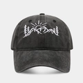 Dark grey washed cotton baseball cap with mountain forest embroidery and outdoor design - Adjustable / Black