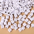 White acrylic cube alphabet beads with silver letters for DIY jewelry making - 6x6mm White With Silver Letters (100pcs)