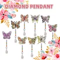 Set of 8 DIY 5D diamond painting butterfly suncatchers with crystal bead pendants - DZ-49 Butterfly Series (8-Piece Collection)