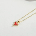 Collana dorata minimalista con pendente a cuore rosso e bordi in zircone lucido - Cuore Rosso (Rosso XL3436-4)