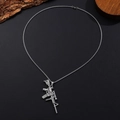 Military style silver assault rifle pendant necklace with detailed scope and silencer - Antique Silver M4 Rifle