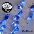 Blue fluorite crystal LED string light with USB power cable and manual switch - Blue Fluorite