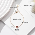 Gouden roestvrijstalen hartarmband met rode zirkoon en karabijnsluiting - BR-108 Gouden Rood Hart Armband