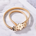 Ceinture élastique dorée élégante pour femmes avec boucle à trois fleurs en métal - Trois Fleurs / Doré