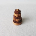 Rainbow stacking tower toy with natural wood rings and round topper in macaron tones - Carbonized Classic Tower (Flower)