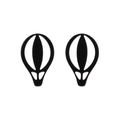 Detailed macro view of minimalist black balloon-shaped stainless steel stud earrings - Hot Air Balloon / Black