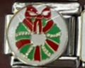 Maglia per bracciale italiano in argento con motivo ghirlanda natalizia rossa e verde - 26 Ghirlanda di Natale