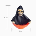 Animated Halloween skull candy bowl with black hood and orange dish, 24.3cm height - No.5 Black Cloak Skeleton
