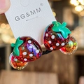 Cute red strawberry hair ties with white polka dots for children hairstyles - Bead Red Strawberry