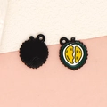 Miniature durian alloy enamel charm pendant in green and yellow for DIY jewelry making - Durian - Black (17-Black)
