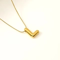 Balloon-style gold letter L pendant necklace with sleek snake chain for women - Letter L(S-P062-L)