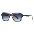 Classic aviator square sunglasses with gradient lenses and textured metal temples - C3 Blue Gray Frame Double Gray Lens
