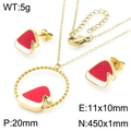 Golden Christmas hat jewelry set with red enamel pendant and matching stud earrings - 2-Piece Set (KS224041-GC)