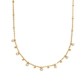 Cadena de cuentas de acero inoxidable chapado en oro 18K con circonitas en fondo blanco - Cadena de Cuentas de Gota de Zircón / Dorado