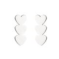 Vintage stainless steel silver heart-shaped drop earrings featuring three stacked hearts - 416 Steel Triple Hearts