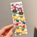 Set of 10 colorful fruit and bear elastic hair ties for kids on white display card - Purple Lychee 10Pcs Set